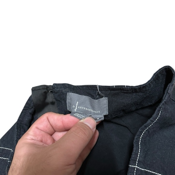 Women’s Y2K Anthropology Black Contrast Stitch Cottage Elongated Skirt Size M - Picture 6 of 8